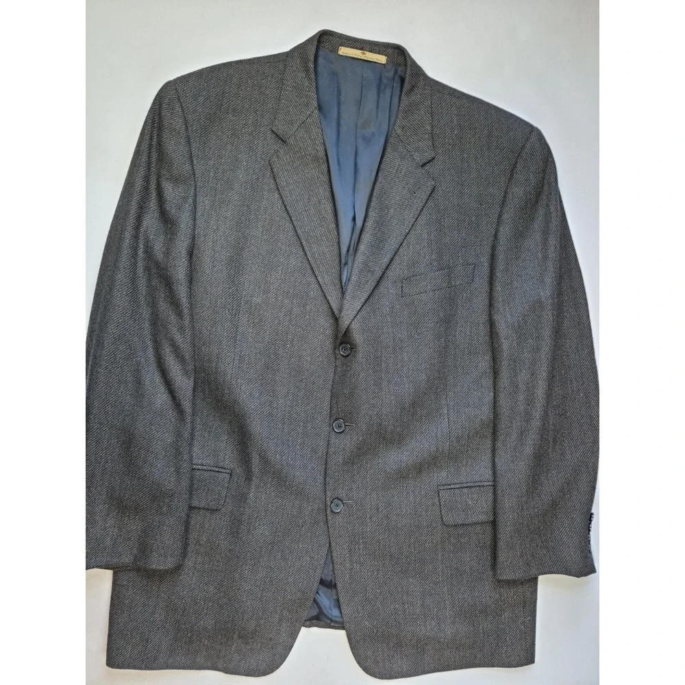 Joseph Abboud Mens Wool Sports Coat 45L Brown Blue Stripe USA 3 Button Jacket